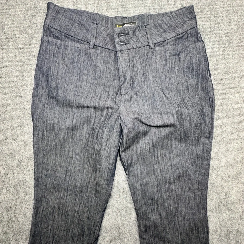 Lee Secretly Shapes Straight‎ Leg Mid Rise Pants 10 Short Gray Stretch